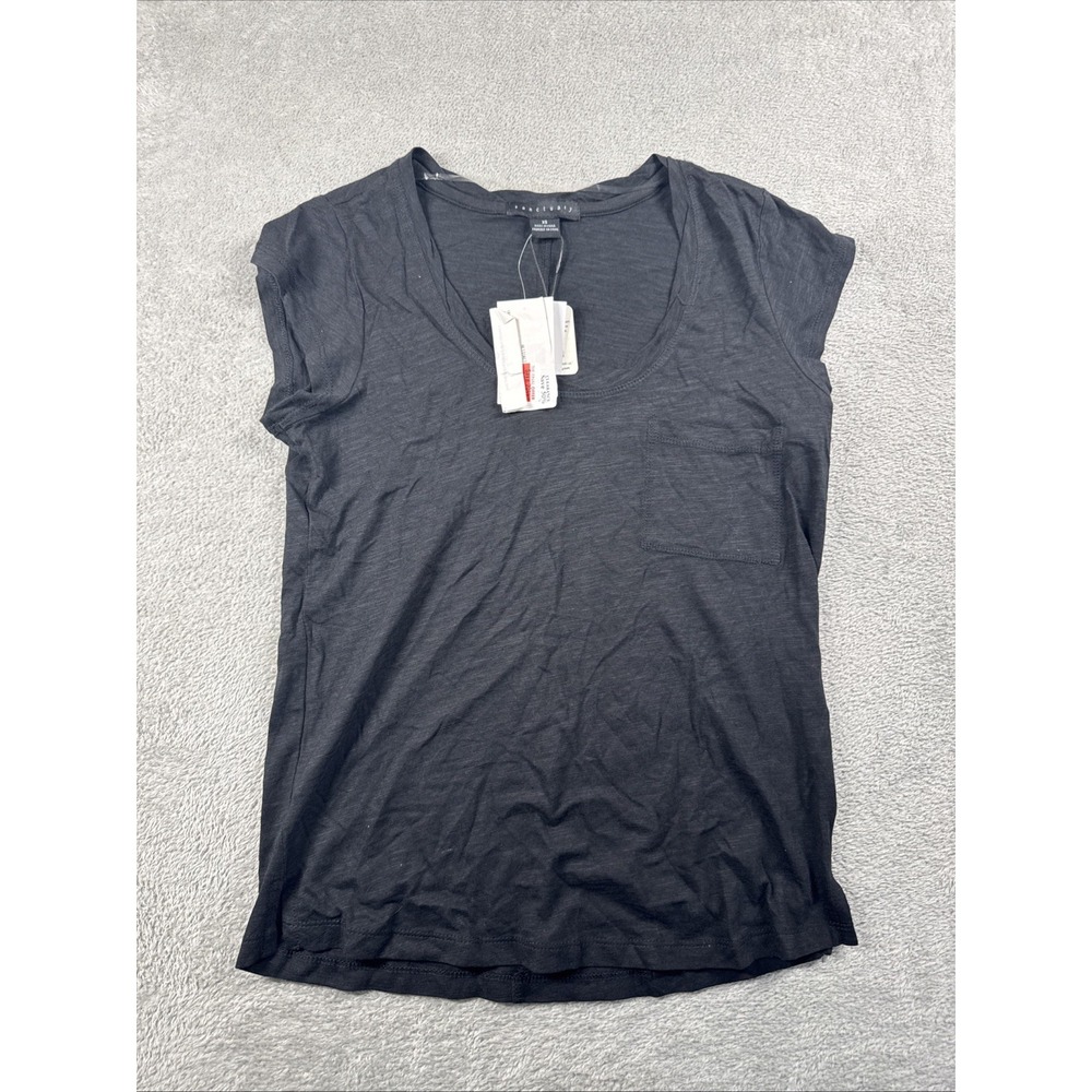 NWT Social Standard by Sanctuary Women's Amber Scoop Neck Tee Black XS